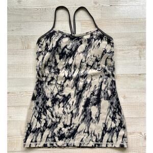 Lululemon Power Y Tank Top in Luon | Black/Tan Marble Size 6‎